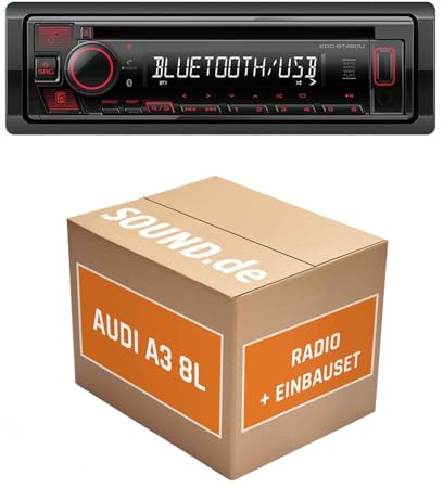 Autoradio Einbaupaket für Kenwood KDC-BT460U kompatibel mit Audi A3 8L mit Chorus | Bluetooth USB
