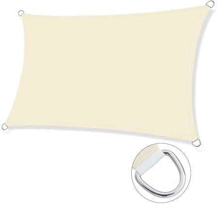 Wasserfestes Sonnensegel, 95 % UV-Block, rechteckig, 2,5 x 3,0 m, für Garten, Terrasse, Hinterhof, Outdoor-Aktivitäten, inklusive Seilen, Beige 3 x 3 m