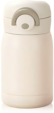 Eastrise Small Water Bottle, 220ml Stainless Steel Insulated Flask, Mini, Lightweight & Leak-Proof with One-Hand Open Lid for Coffee, Milk, Juice, Hot and Cold Drinks (White)