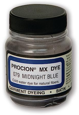 Jacquard Procion MX Tie Dye Powder Midnight Blue, 2/3 Ounce Jar for Fabric and Clothing | Permanent and Washfas
