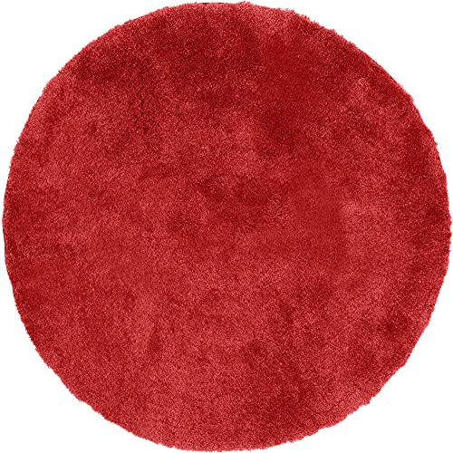 Erwin Müller Badematte, Badteppich Kefalonia rutschhemmend rot Größe rund: 120 cm Ø - für Fußbodenheizung geeignet, dichter, Flauschiger Floor (weitere Farben, Größen)
