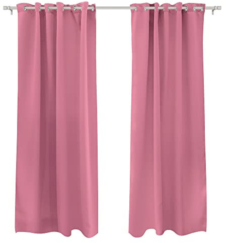 Victoria M. Aurora Verdunkelungsvorhang Blickdicht, Thermovorhang, Ösenvorhang, Schallschutz Vorhang 140 x 245cm, Rosa, 2er Pack