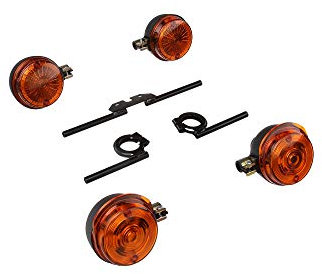 AKF Set: 4 Blinker rund komplett inkl. Blinkerträger schwarz - für Simson S50, S51, S70