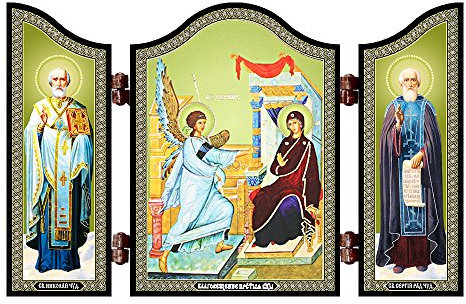 NKlaus 1443 Maria Verkündigung Ikone Triptychon Blagoveshhenie Pr. Bogorodicy