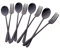 Buyer Star 4 Sets Löffel Gabel 8 Stück Schwarz Edelstahl Suppenlöffel und Gabeln Set