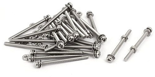 sourcing map M3x40mm vis tête cruciforme écrou vis avec Rondelle Acier inox 304 25 Set