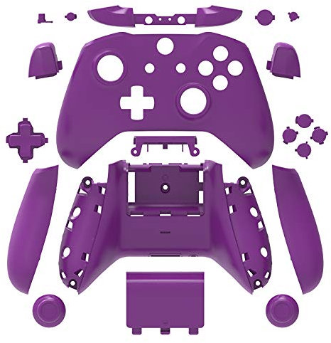 WPS Matte Gehäuse Full Shell Set Frontplatten + ABXY Tasten + RB LB Stoßstangen + Rechts/Linksschienen für Xbox One S Slim (3,5 mm Kopfhörerbuchse) Controller (lila)