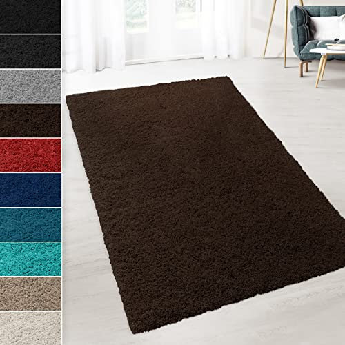 casa pura Shaggy Teppich Prestige | Flauschiger Hochflor Langflor | Zur Dekoration von Wohnzimmer, Schlafzimmer, Kinderzimmer | schadstoffgeprüft | 8 Moderne Farben in 5 Größen (200x200cm, braun)