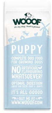WOOOF Welpen 14kg kaltgepresstes Natürliches welpenfutter Hundefutter mit Rindfleisch | Trockenfutter, leicht verdaulich, ohne Weizengluten
