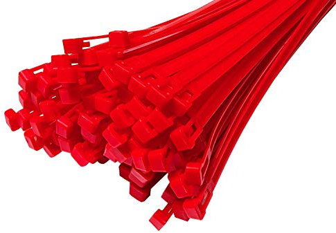 10 Stück Kabelbinder wiederverschließbar 540mm x 7,6mm rot wiederlösbar Mehrweg Nylon wiederverwendbar UV stabil