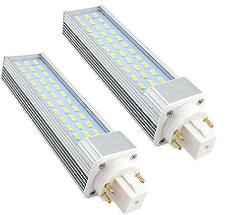 Bonlux 13W GX24Q 4-pin Base LED Light Bulb, 26W CFL Equivalent G24Q Rotatable LED PL-C Retrofit Lamp GX24 LED PL Horizontal Recessed Bulb Daylight 180° Beam Angle (2-Pack, Remove/Bypass The Ballast)