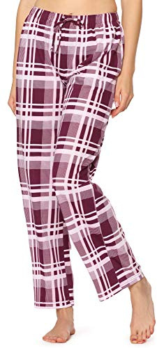 Merry Style Damen Schlafanzugshose MPP-001(Weinrot/Kariert, M)