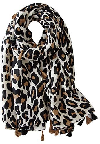 Van Caro Damen Seidenschal, Frühlingsschal für Haar und Hals, 5550 Beige Leopardenmuster, Einheitsgröße