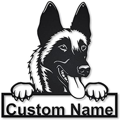 SOULSIS Personalizado del Cartel del de Madera del Perro de Malinois | Letrero de de Madera Personalizado Perro Malinois | Regalo de cumpleaños | Animal Divertido | Regalo del día del Padre