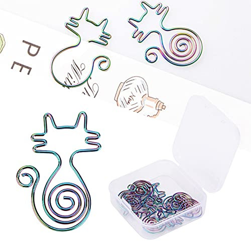 Wakects 10 Büroklammern Lesezeichen Katzenförmige Büroklammern Bunte Büroklammern aus Metall Persönliche Dokumentenorganisation für Den Schulbürogebrauch