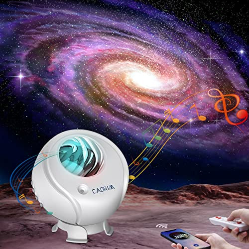 Proiettore Stelle Galassia Universo Proiettore Luce Notturna LED Stellata Cadrim 3 in 1 Musica Altoparlante Telecomando Timer 24 Modalità Bambini Luci Notte Adulti Soffitto Rumore Decorazioni - Bianco