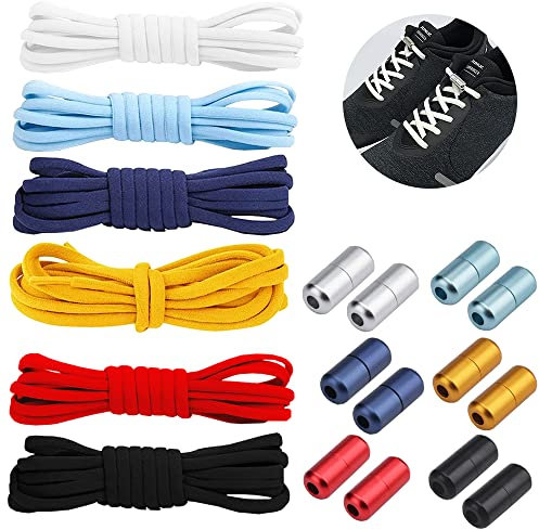 HIQE-FL 6 Paar Metallverschluss Schnürsenkel,Elastische Schnürsenkel Ohne Binden,Schnellverschluss Schnürsenkel,Schnellschnürsystem Schuhe,Schnürsenkel Wanderschuhe