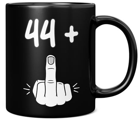 Monster Mug - Taza de café gigante de cerámica para cumpleaños número 45, regalo para hombres o mujeres, 11 onzas, color negro