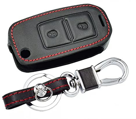 Étui à clés de Voiture en Cuir 2 Boutons Coque de Protection à Distance Pliante Porte-clés pour VW Amarok Golf Mk4 Mk5 Citi Crafter Lupo Transporter pour Seat Altea Alhambra
