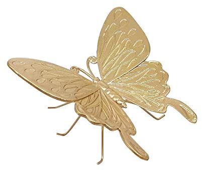 Tricune, Goldfarbene Schmetterlingsskulptur aus massivem Metall – Insektenornament – Mini-Schmetterlingsfigur für Wohnraum, Büro, Garten und Schreibtischdekoration