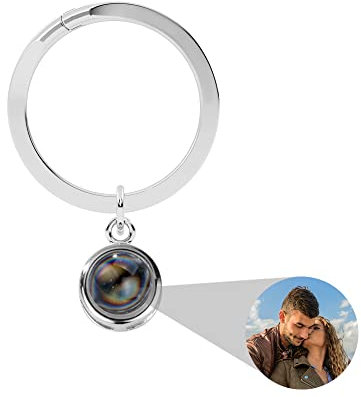 Porte-clés Photo Personnalisé Porte-clés Photo Projection Personnalisé Porte-clés Pendentif Rond Je t'aime 100 Langues Porte-clés Projection pour Femmes Filles Femme Maman