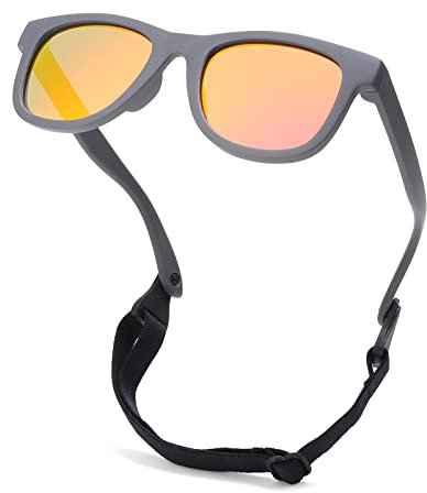 COASION Kinder Sonnenbrille Polarisierte Uv Schutz Gummi Sonnenbrille Baby Alter 1-3 (C3* Braun/Orange-Spiegel)