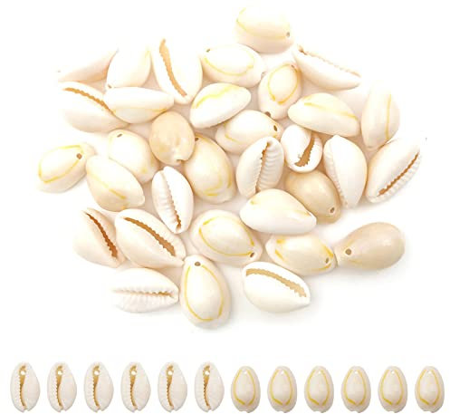 Muschel Perlen,70 Stück Natürlichen Muschel Perlen zum Auffädeln Basteln Muscheln mit Loch, Spiralschale Perlen Anhänger Strand Muscheln Kauri für DIY Dekoration Schmuck Machen 11-18mm
