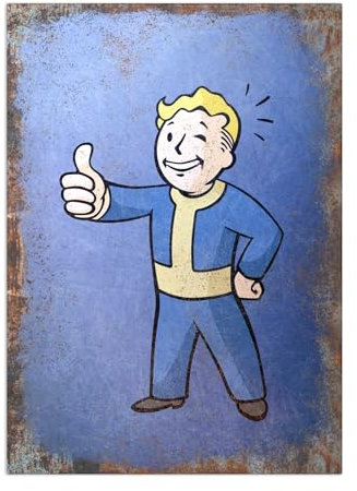 Displate Offiziell Fallout MetallPoster Magnetische Befestigung Inklusive Lizenziert Bilder Hochwertiges Poster Vault Boy - Rule of Thumb Poster 67.5 cm x 48 cm
