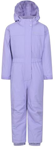 Mountain Warehouse Cloud Kids Snowsuit - Waterproof, Adjustable, One Piece Jumpsuit, Taped Seams, Fleece Lining, Girls & Boys - For Rain, Ski, Winter Light Purple Kids Size 2-3 Years