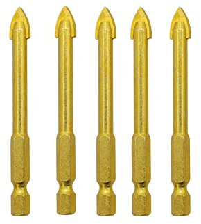 5 Pcs Drill Bits, 5mm Glass Concrete Tile Drill Bit Set, Hex Shank Drilling Tools for Ceramic Brick Wall
