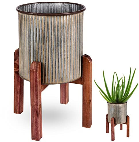Vilde Übertopf Blumentopf Pflanzentopf Pflanzenübertopf Blumenvase Vase Blumen mit Ständer aus Stahl 27x39 cm
