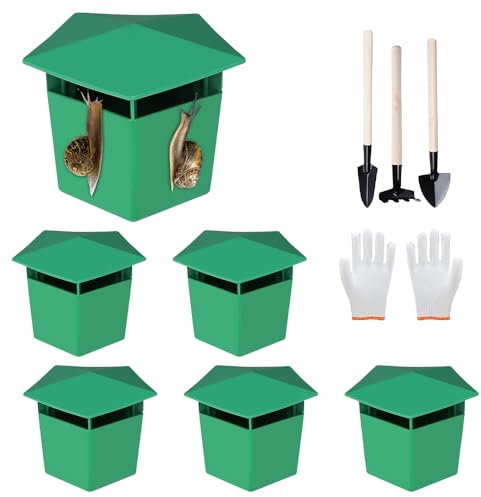 mizikuu 6 Pezzi Trappole per Lumache, Trappola di Lumache Birra Catcher Anti Lumache per Orto con Utensili e Guanti da Scavo Sicure per Bambini e Animali Domestici