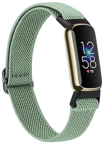 Vancle für Fitbit Luxe Armband Damen Herren,Nylon Verstellbares Weiches Sport Ersatzarmbänder für Fitbit Luxe(Grün)