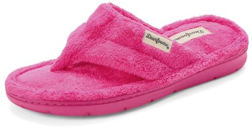 Dearfoams Women's Melanie Terry Thong Slipper, Paradise Pink, 7-8