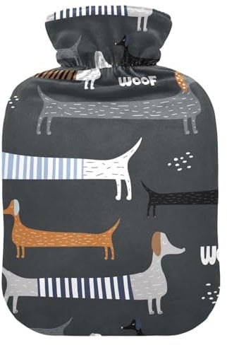 Dachshunds Hot Water Bottle with Cover Hot Water Bottles for Pain Relief Warm Water Bag Heating Bottles for Sore Muscles Injuries, 2L