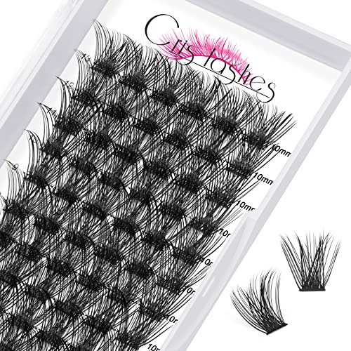 Crislashes Wimpern Clusters 78pcs DIY Wimpern Extensions D Curl 10mm Lash Clusters Individuelle Wimpern Einzeln Wimpernverlängerung DIY Wimpernbüschel zu Hause(H-D-10mm)