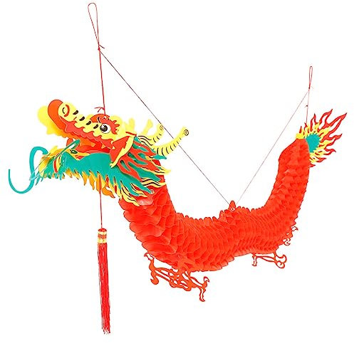 Housoutil 2pièces Décoration Suspendue Dragon Chinois Pour Nouvel An Pendentif De Printemps Papier Décor Éblouissant Pour Fête Du Printemps
