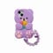 SGVAHY Case for iPhone 14 Pro Max Cute Kawaii 3D Cartoon Flower Bear Purple Soft Silicone Bumper Shockproof Cover Protective Case for Kids Girls