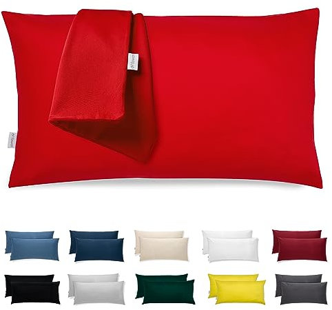 Kissenbezug 30x50 – Mikrofaser Oeko-TEX Zertifiziert – Rot – 2er Set Kissenbezüge für Kissen 30 x 50 Weich & Atmungsaktiv – Kissenhülle Hypoallergen und Waschbar mit Verdecktem Reißverschluss