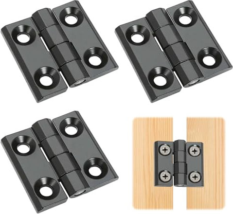Ormromra Bisagra plegable de metal de 3 piezas, bisagra conectora de 40 mm × 40 mm, bisagra de aleación de zinc negra, bisagra extraíble para puertas, armarios, ventanas