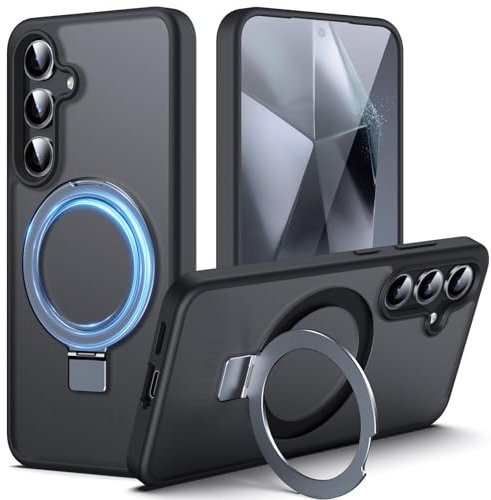 DASFOND Hülle für Samsung Galaxy S24 5G Case mit Ständer, [Kompatibel mit MagSafe ] [All-in-1] Upgraded Magnetische Bumper Cover mit Unsichtbar Ständer Handyhülle stoßfesten Schutzhülle, Schwarz