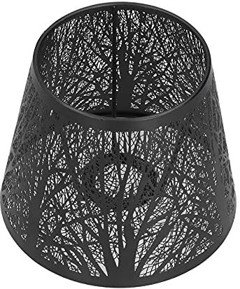 Lampshade Modern Wrought Iron Lamp Shades Carved Forest Tree Shaped Lamp Cover for Table Lamp Bedroom Bedside Decor, Applicable Bulbs: E27/E26 (Black)