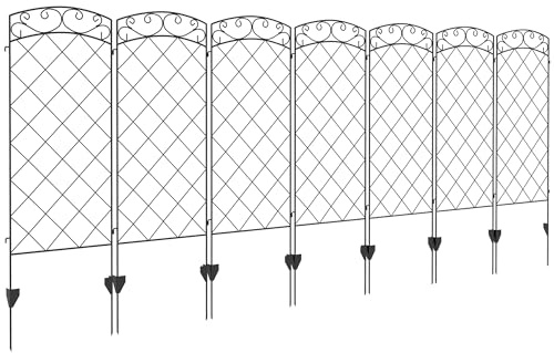Outsunny Lot de 7 Clôtures de Jardin Décoratives Métal 344L x 110H cm Noir