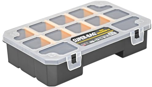 Kleinteile Organizer 230x150x50 Sortimentskasten mit 13 Fächer | Werkzeug Kleinteilemagazin - Innenfächer herausnehmbar und verstellbar - Transparentem Deckel ideal für Schrauben, Dübel