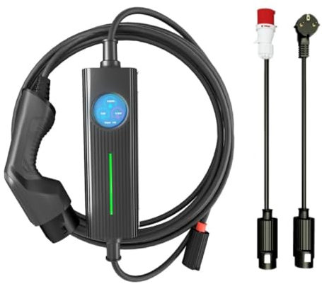 ReChargeU Mobile Wallbox Ladestation Typ-2-3.6kW/11kW inkl. 2 Adapter (CEE 16A + Schuko 230V) inkl. Wandhalterung