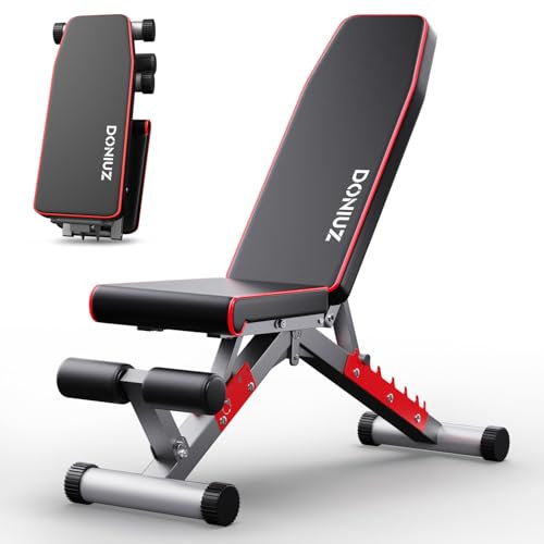 DONIUZ Hantelbank, verstellbares Workout-Bankdrück-Set für Zuhause, Fitnessstudio, Ganzkörper-Krafttraining, einfache Montage, faltbare Trainings-Hebebank, maximale Belastung 750 (schwarz-gelb)