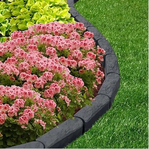 Lot de 1 Brique de Bordure de Jardin Effet Pierre marbrée en Caoutchouc recyclé Graphite 30 x 10 x 12 cm