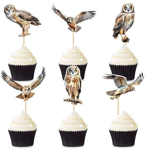 Blumomon 30 Stück Eule Cupcake Topper Dschungel Safari Tiere Kuchen Dekoration Tiere Figur Kuchen Topper Picks für Babyparty Kindergeburtstag Party Supplie