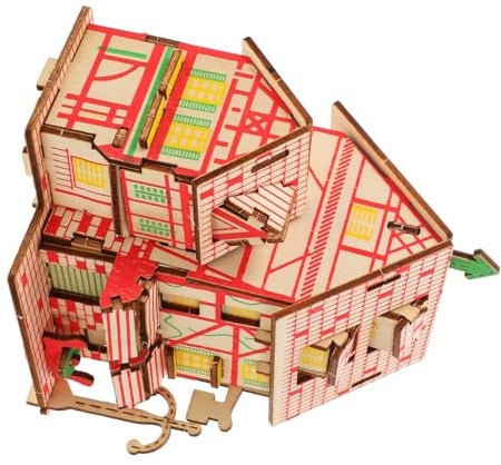 KONTONTY Wooden Puzzle for Adults Diy 3d Windmill House Model Jigsaw Building Kit