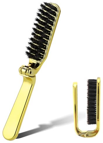 Mini brosse à cheveux en poils de sanglier, petite brosse à cheveux pliable, taille de voyage, brosse à cheveux antistatique pour femme, peigne de poche portable, outil de coiffure, brosse à barbe